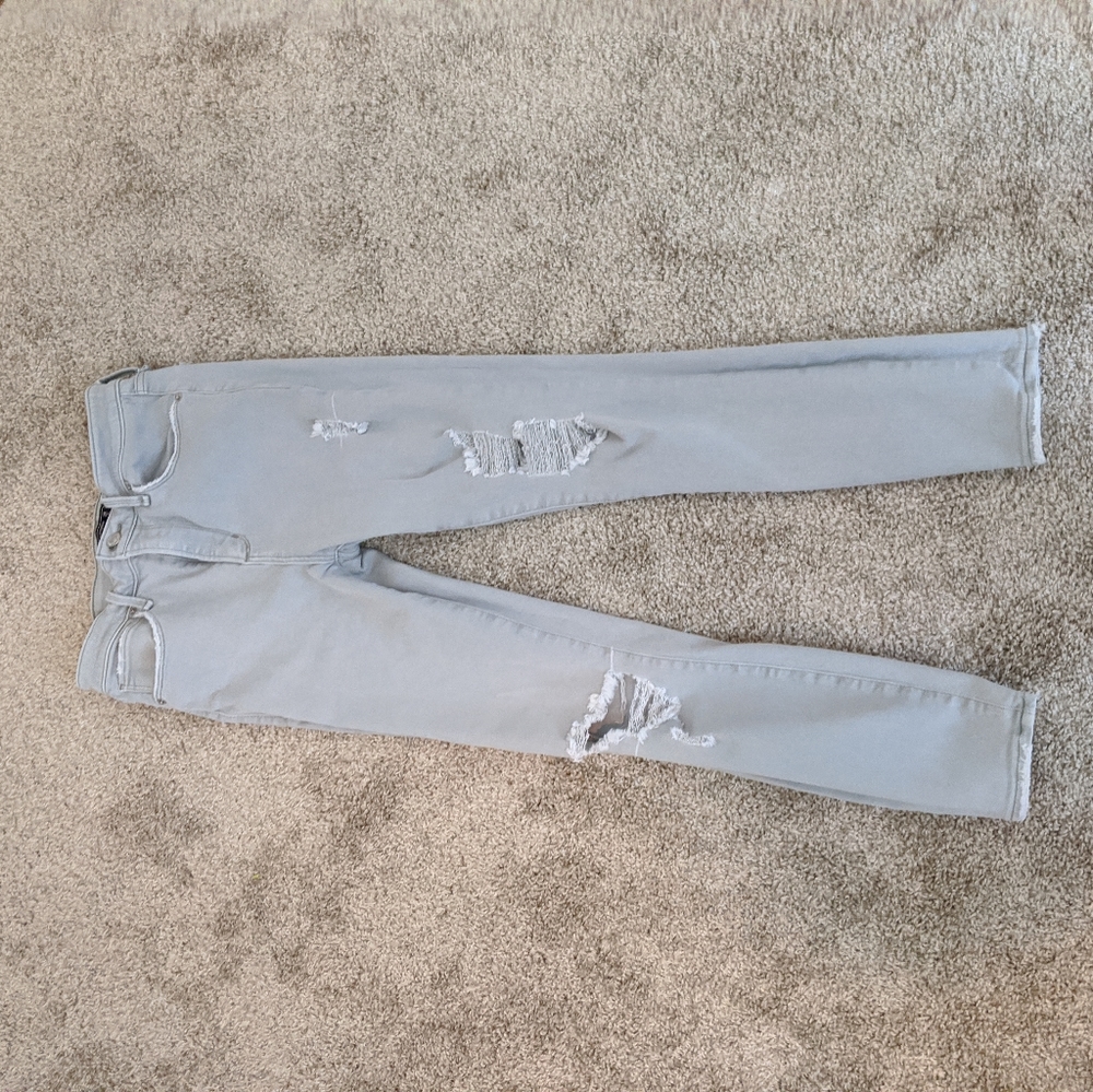 Abercrombie Light Green Ripped Jeans